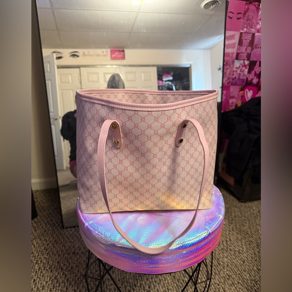 SHEIN Pink Patterned Tote Bag